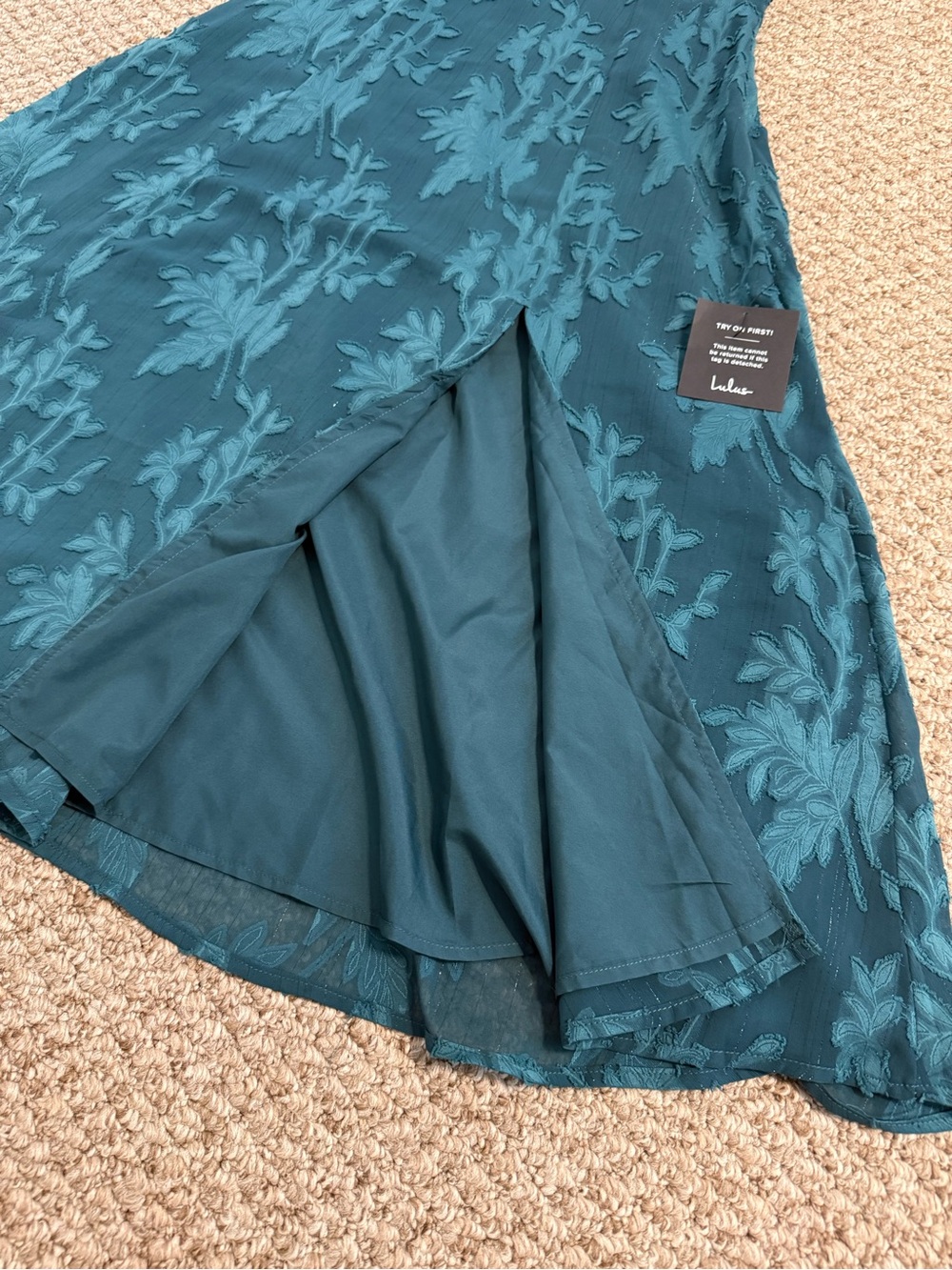Lulus Loveliest Looks Emerald Green Jacquard Tie-Strap Midi Dress - Picture 9 of 9